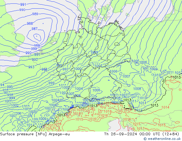 Atmosférický tlak Arpege-eu Čt 26.09.2024 00 UTC