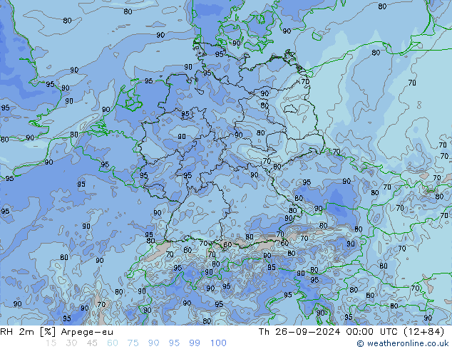 RH 2m Arpege-eu gio 26.09.2024 00 UTC