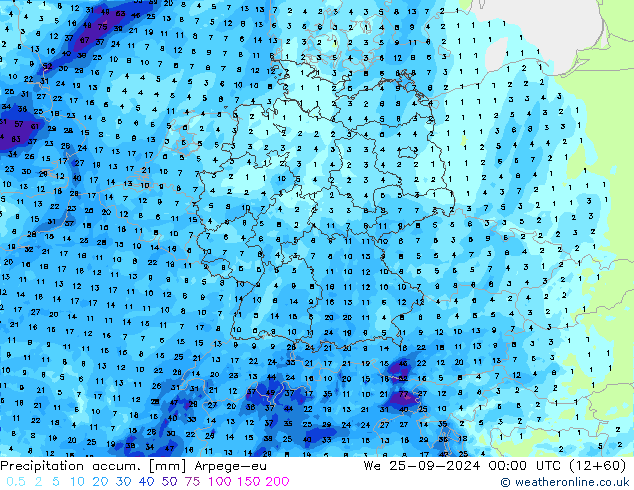 Precipitation accum. Arpege-eu We 25.09.2024 00 UTC