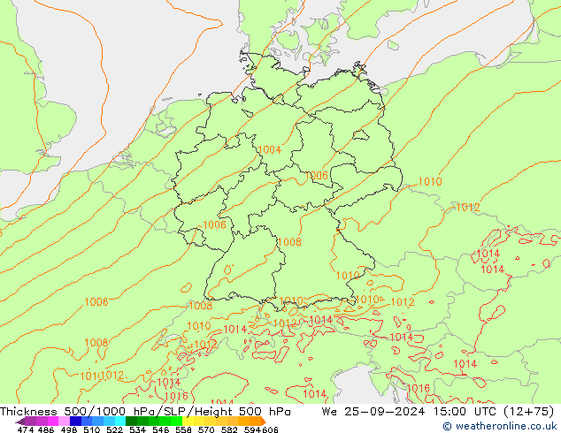 Thck 500-1000hPa Arpege-eu We 25.09.2024 15 UTC