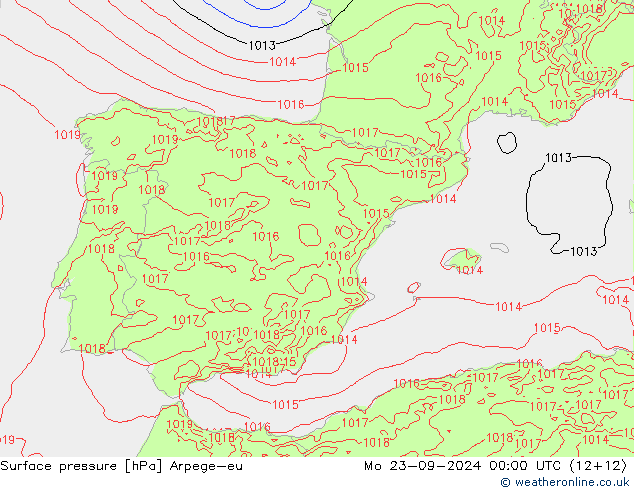 Surface pressure Arpege-eu Mo 23.09.2024 00 UTC