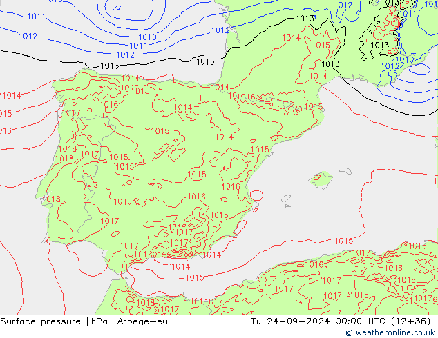 приземное давление Arpege-eu вт 24.09.2024 00 UTC