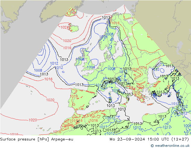 Presión superficial Arpege-eu lun 23.09.2024 15 UTC