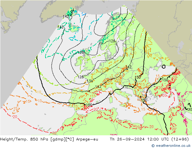 Height/Temp. 850 hPa Arpege-eu Do 26.09.2024 12 UTC