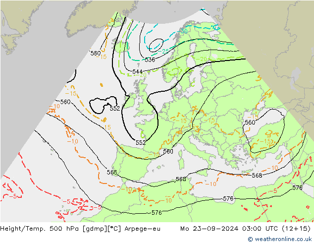 Hoogte/Temp. 500 hPa Arpege-eu ma 23.09.2024 03 UTC