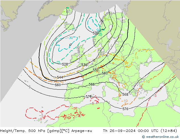 Height/Temp. 500 hPa Arpege-eu Do 26.09.2024 00 UTC