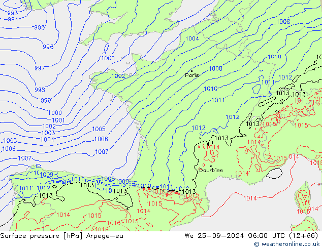 Surface pressure Arpege-eu We 25.09.2024 06 UTC