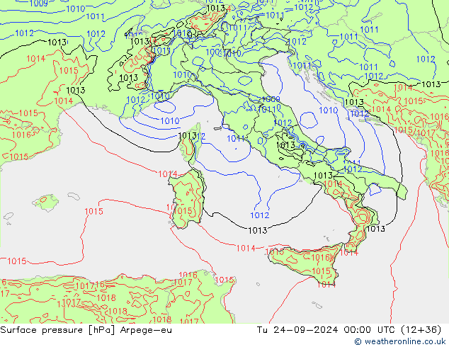 Surface pressure Arpege-eu Tu 24.09.2024 00 UTC