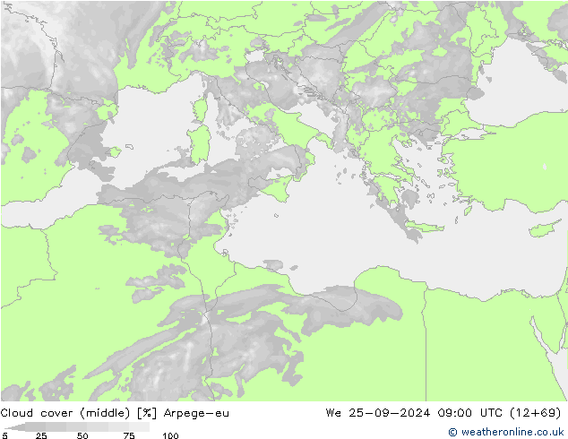 Nubi medie Arpege-eu mer 25.09.2024 09 UTC