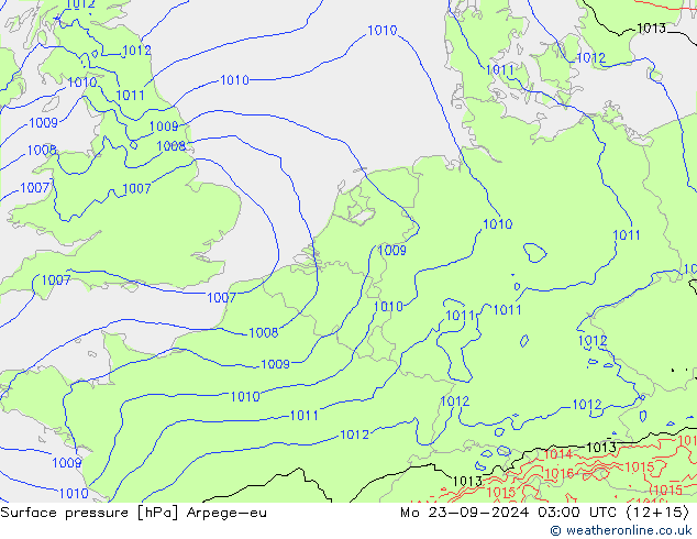 Atmosférický tlak Arpege-eu Po 23.09.2024 03 UTC