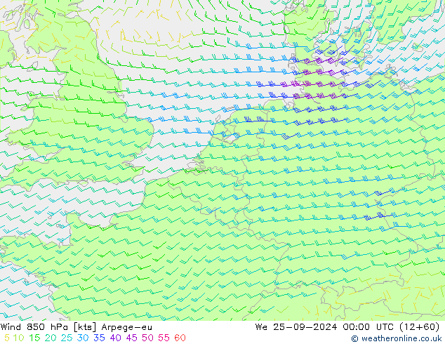  850 hPa Arpege-eu  25.09.2024 00 UTC