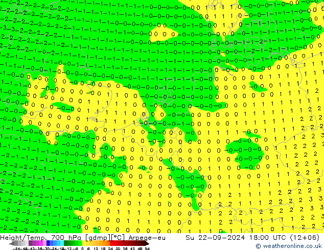 Height/Temp. 700 hPa Arpege-eu Dom 22.09.2024 18 UTC