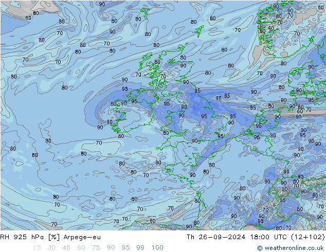 RV 925 hPa Arpege-eu do 26.09.2024 18 UTC