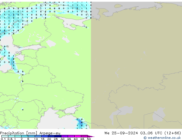 Neerslag Arpege-eu wo 25.09.2024 06 UTC