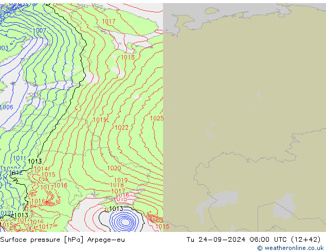 Yer basıncı Arpege-eu Sa 24.09.2024 06 UTC