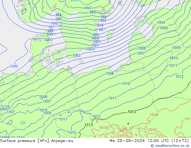 Atmosférický tlak Arpege-eu St 25.09.2024 12 UTC