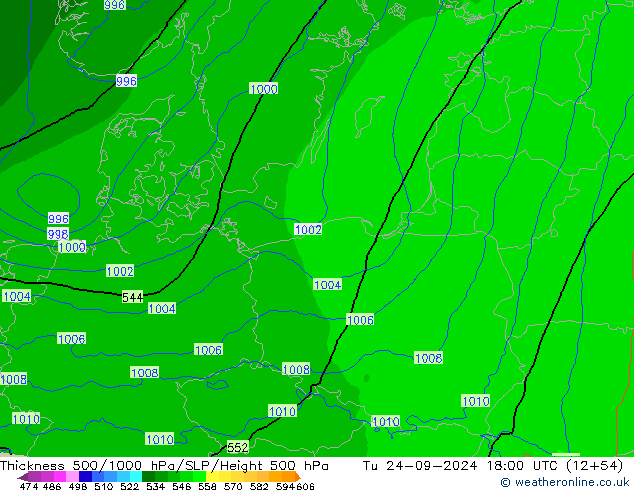 Thck 500-1000hPa Arpege-eu Tu 24.09.2024 18 UTC