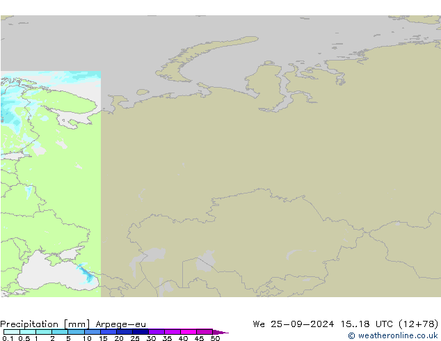 Précipitation Arpege-eu mer 25.09.2024 18 UTC