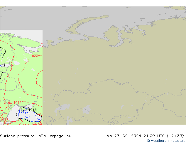 Presión superficial Arpege-eu lun 23.09.2024 21 UTC