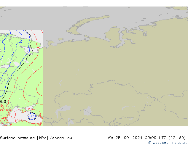 Atmosférický tlak Arpege-eu St 25.09.2024 00 UTC