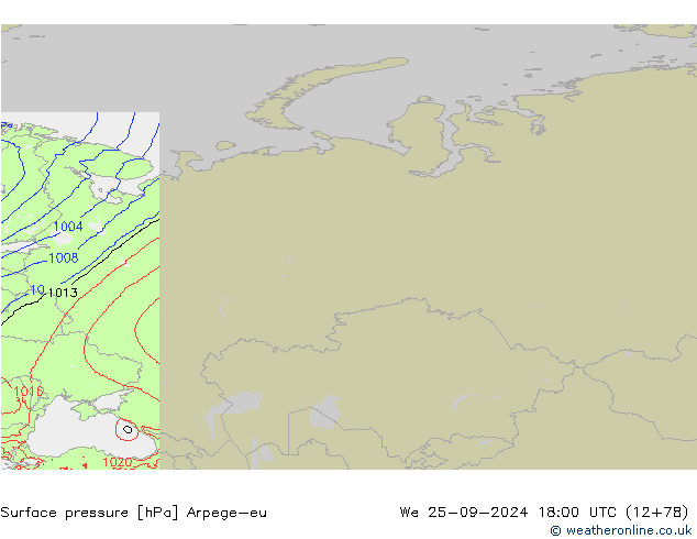 приземное давление Arpege-eu ср 25.09.2024 18 UTC