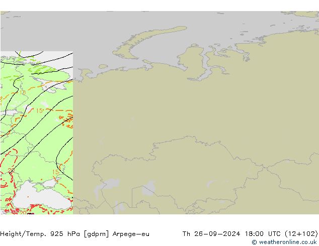 Height/Temp. 925 hPa Arpege-eu Th 26.09.2024 18 UTC