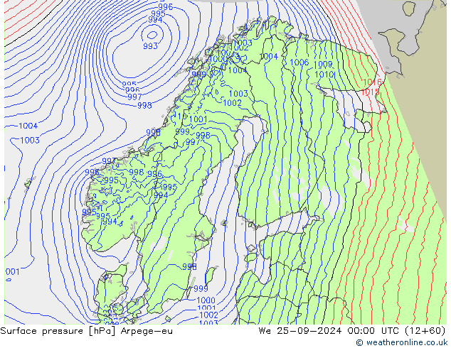 Atmosférický tlak Arpege-eu St 25.09.2024 00 UTC