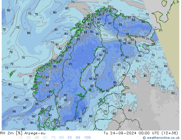 RH 2m Arpege-eu mar 24.09.2024 00 UTC