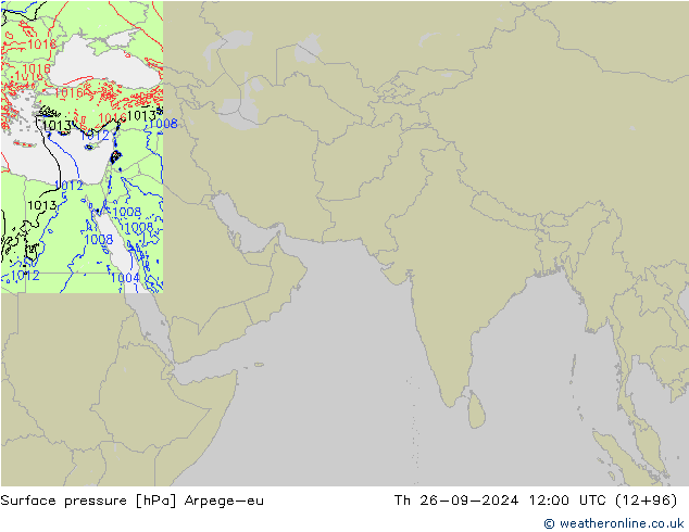 Atmosférický tlak Arpege-eu Čt 26.09.2024 12 UTC