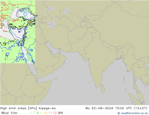 High wind areas Arpege-eu пн 23.09.2024 15 UTC