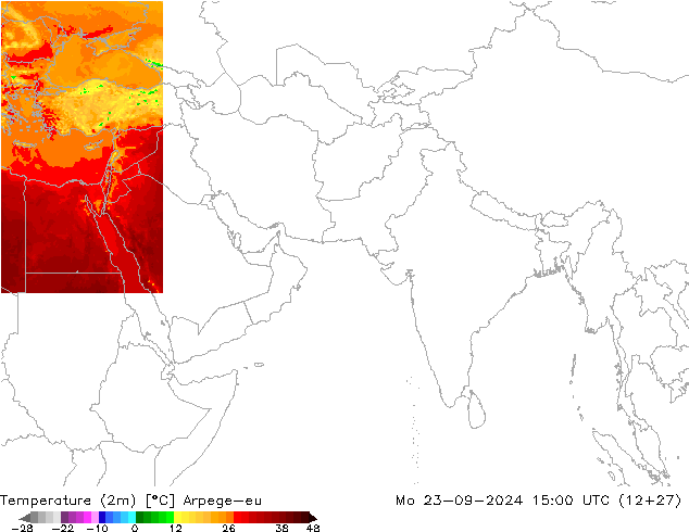 Temperature (2m) Arpege-eu Mo 23.09.2024 15 UTC