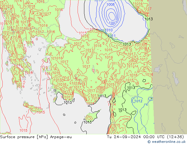 Surface pressure Arpege-eu Tu 24.09.2024 00 UTC