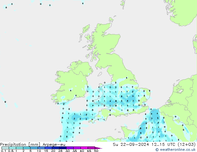 осадки Arpege-eu Вс 22.09.2024 15 UTC