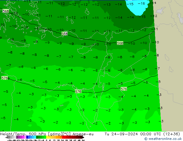 Height/Temp. 500 hPa Arpege-eu Tu 24.09.2024 00 UTC