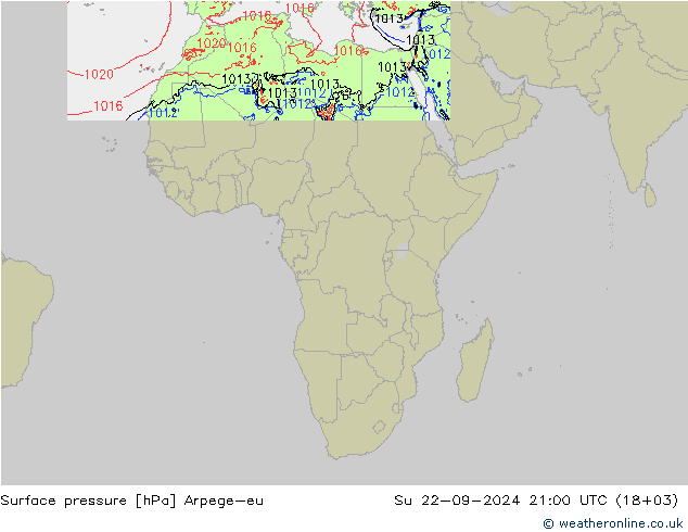 Bodendruck Arpege-eu So 22.09.2024 21 UTC