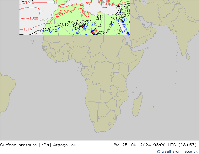 pressão do solo Arpege-eu Qua 25.09.2024 03 UTC