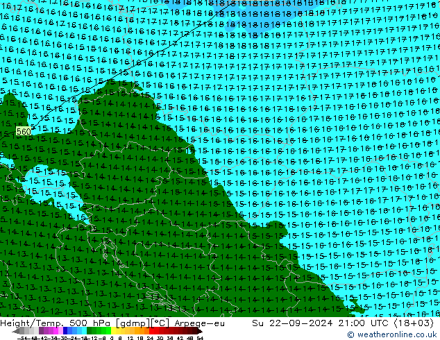 Géop./Temp. 500 hPa Arpege-eu dim 22.09.2024 21 UTC