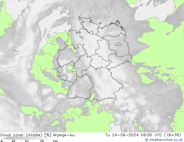 nuvens (médio) Arpege-eu Ter 24.09.2024 06 UTC