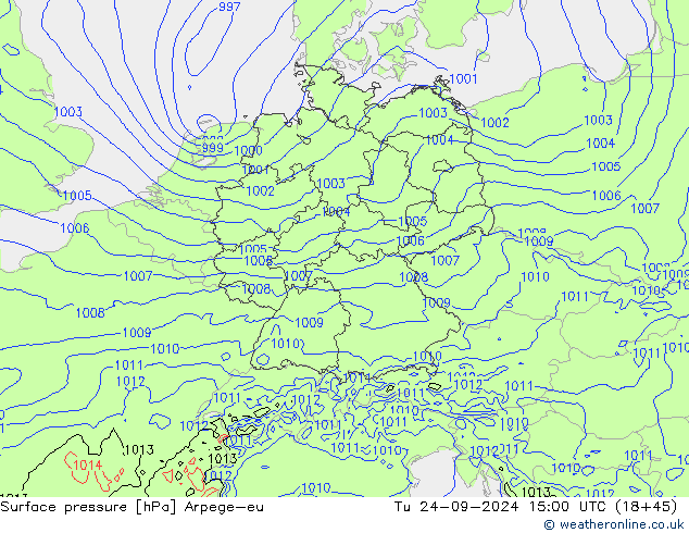 Surface pressure Arpege-eu Tu 24.09.2024 15 UTC