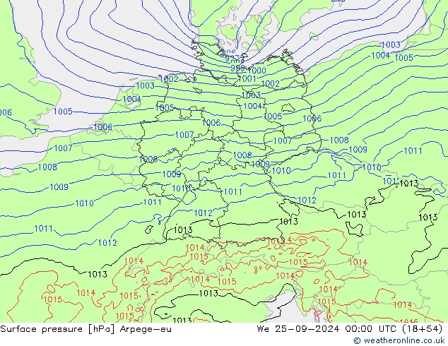 Surface pressure Arpege-eu We 25.09.2024 00 UTC