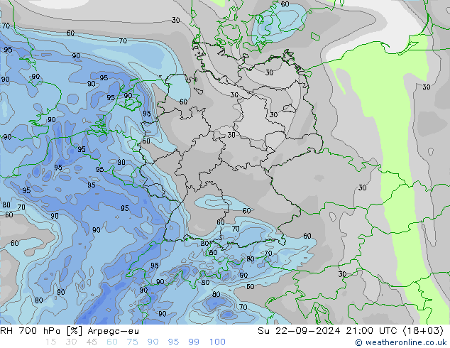 RV 700 hPa Arpege-eu zo 22.09.2024 21 UTC