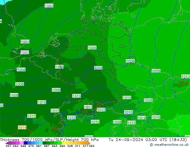 700-1000 hPa Kalınlığı Arpege-eu Sa 24.09.2024 03 UTC