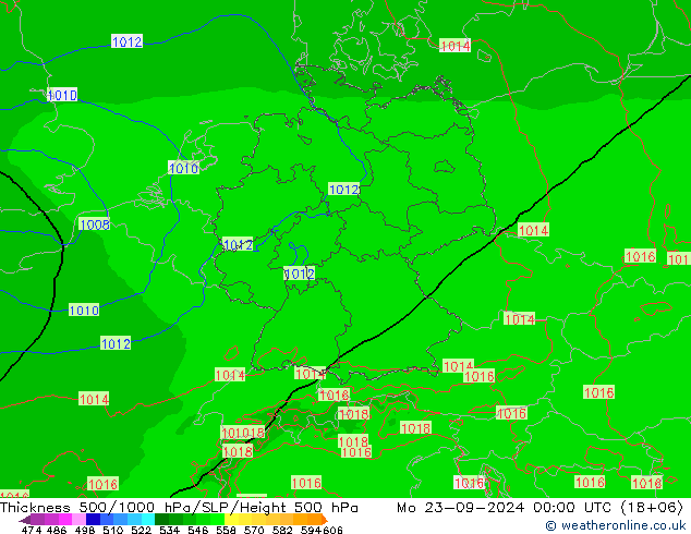 Schichtdicke 500-1000 hPa Arpege-eu Mo 23.09.2024 00 UTC