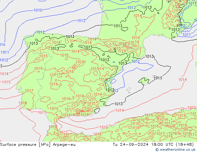 Pressione al suolo Arpege-eu mar 24.09.2024 18 UTC