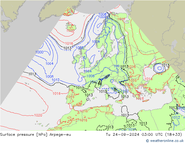 Yer basıncı Arpege-eu Sa 24.09.2024 03 UTC