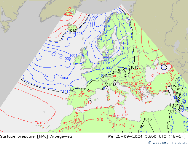 Surface pressure Arpege-eu We 25.09.2024 00 UTC