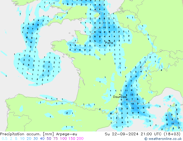 Nied. akkumuliert Arpege-eu So 22.09.2024 21 UTC