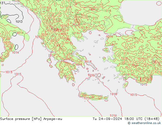 Surface pressure Arpege-eu Tu 24.09.2024 18 UTC