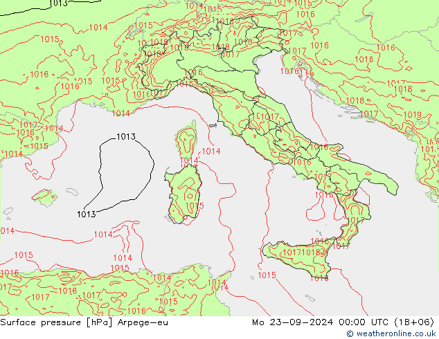 Surface pressure Arpege-eu Mo 23.09.2024 00 UTC