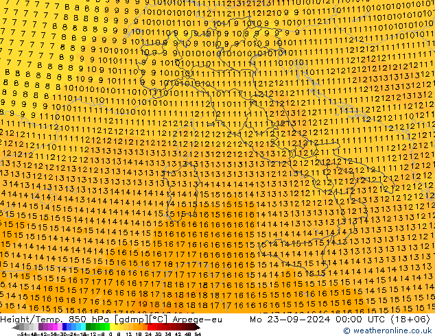 Height/Temp. 850 hPa Arpege-eu Mo 23.09.2024 00 UTC